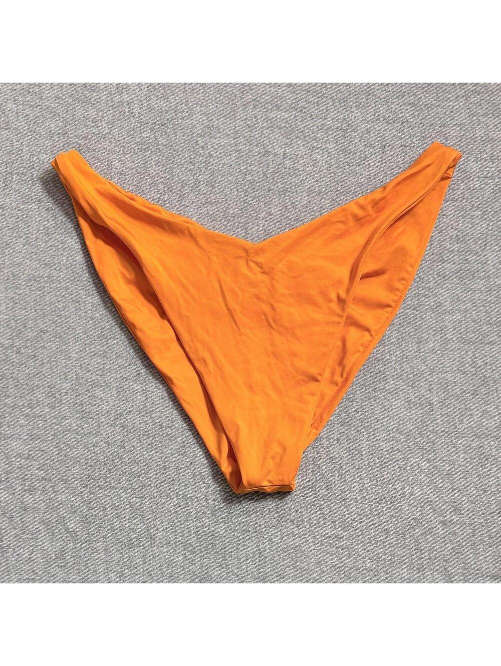 Frankies Bikinis Orange High-Cut Bikini Bottoms Large